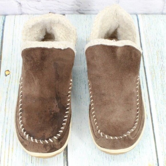 LL Bean Brown Suede Fleece Lined Mountain Slipper Moccasin  Boot Sz 7 M - Picture 5 of 9